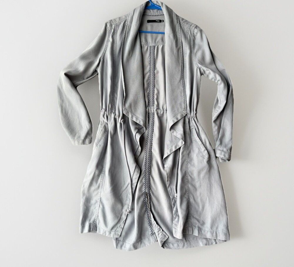 Max Jeans Womens Blue Lyocell Tencel Open Draped Jacket Size M Pockets